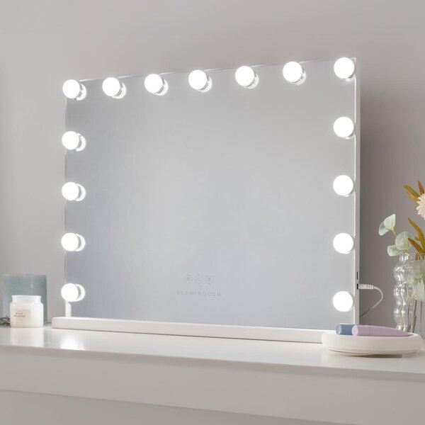 Zrcadlo do koupelny s osvětlením - 15 LED diod - 3 režimy - Nastavitelná intenzita - Ovládání dotykem - USB port