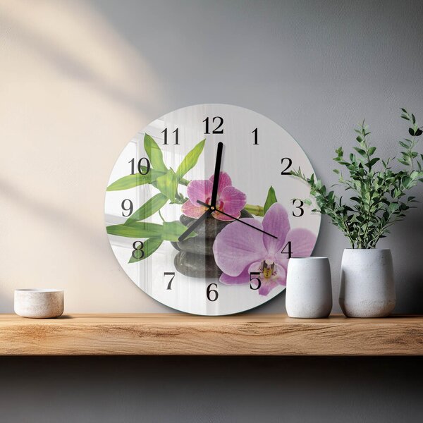 Skleněné nástěnné hodiny Orchidej zsoc-fi30-00178236