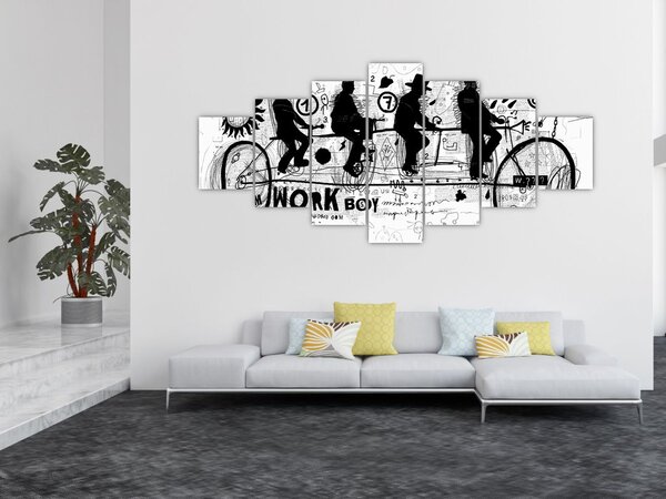 Obraz - Týmová práce, jízda na kole (210x100 cm)