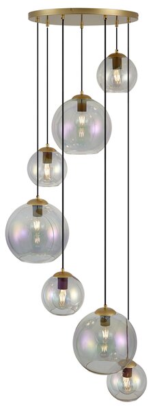 Závěsné svítidlo Art Deco zlaté s duhovým sklem 7-světelné - Sandra