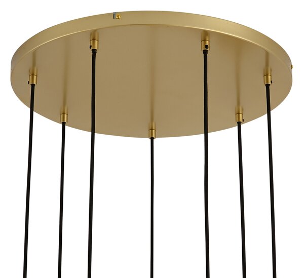 Závěsné svítidlo Art Deco zlaté s duhovým sklem 7-světelné - Sandra