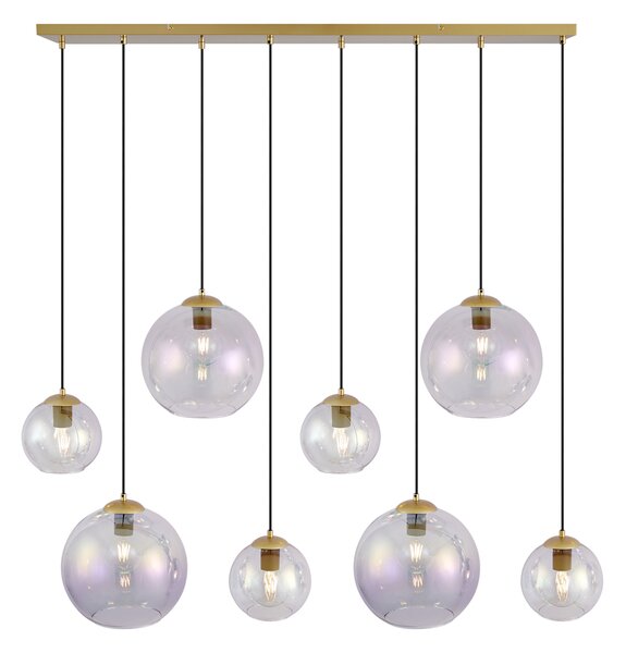 Závěsné svítidlo Art Deco zlaté s duhovým sklem 8-světelné - Sandra