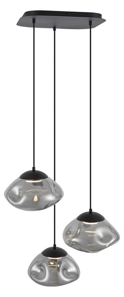 Designové závěsné svítidlo černé se 3 světly a kouřovým sklem - Gus