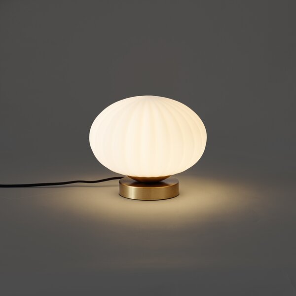 Designová stolní lampa mosazná s opálovým sklem - Mochi