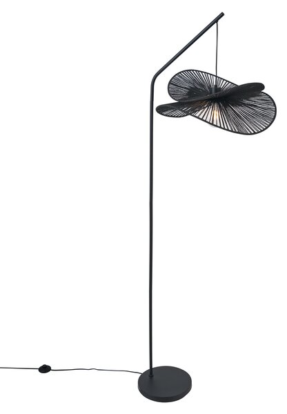 Art Deco stojací lampa černá s černým stínidlem - Nest