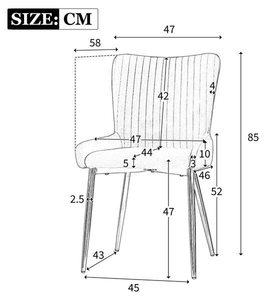 Sametová jídelní židle - Pohodlná židle - Židle z veluru - Kovové nohy - Ergonomický design