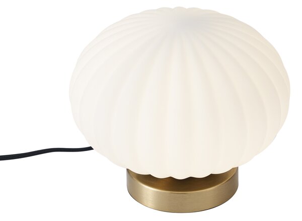 Designová stolní lampa mosazná s opálovým sklem - Mochi