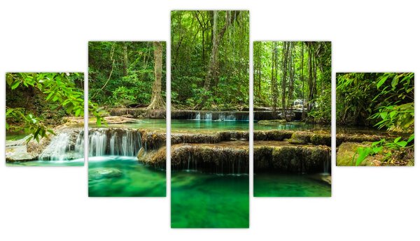 Obraz - Vodopád Erawan v Kanchanaburi, Thajsko (125x70 cm)