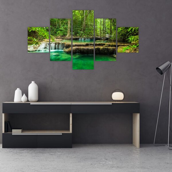 Obraz - Vodopád Erawan v Kanchanaburi, Thajsko (125x70 cm)