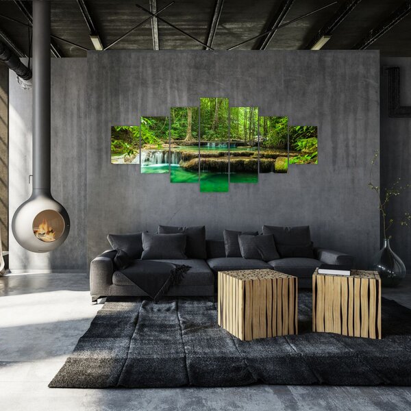 Obraz - Vodopád Erawan v Kanchanaburi, Thajsko (210x100 cm)