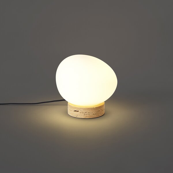 Japandi stolní lampa béžová s opálovým sklem - Sally