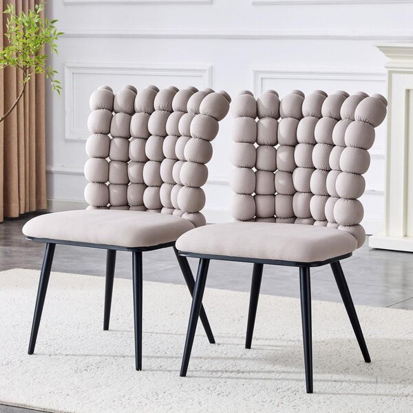 Jídelní židle - Židle - Sedací křeslo - Sada židlí - Designová židle - Světlě šedý samet - Černé kovové nohy