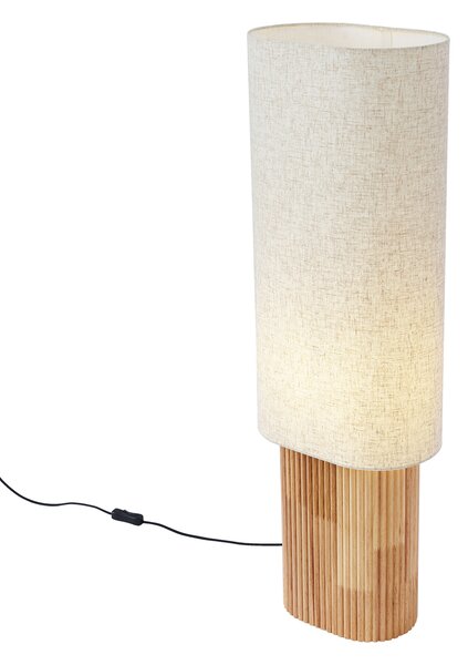 Japandi stojací lampa dřevěná s lněným stínidlem 90 cm - Lamel