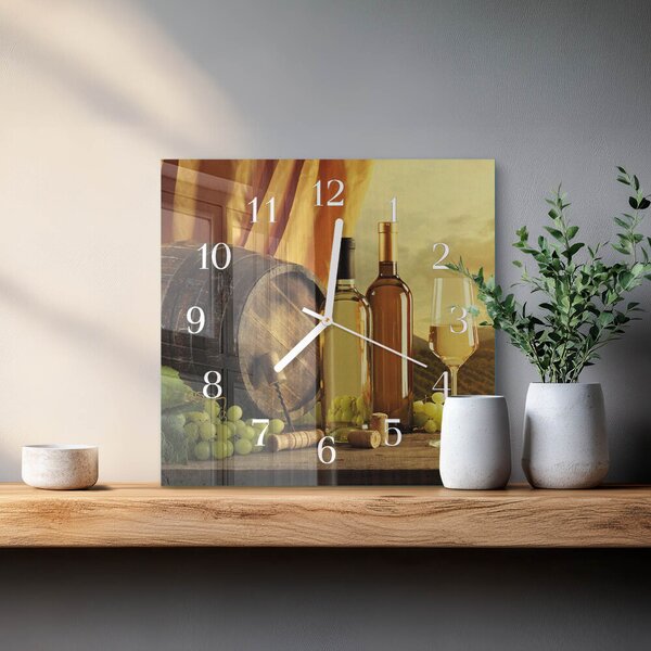 Skleněné hodiny Vinný sud zskb-30x30-00084920