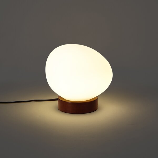 Japandi stolní lampa dřevěná s opálovým sklem - Sally