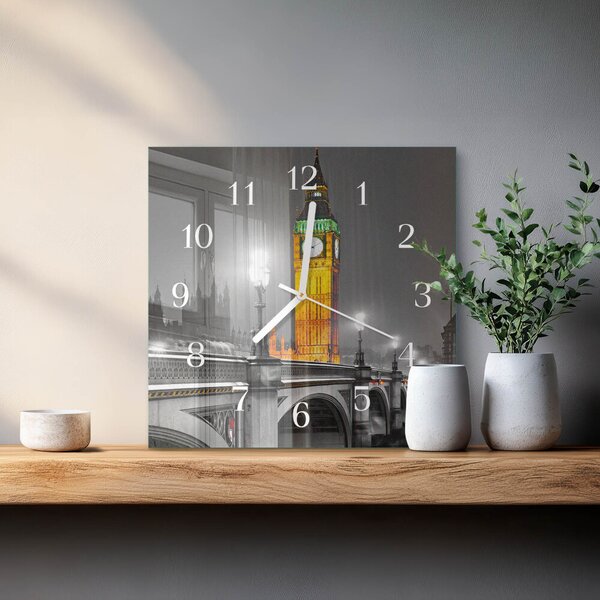 Skleněné hodiny Big Ben zskb-30x30-00083974