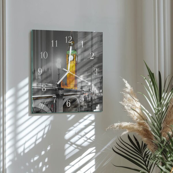 Skleněné hodiny Big Ben zskb-30x30-00083974