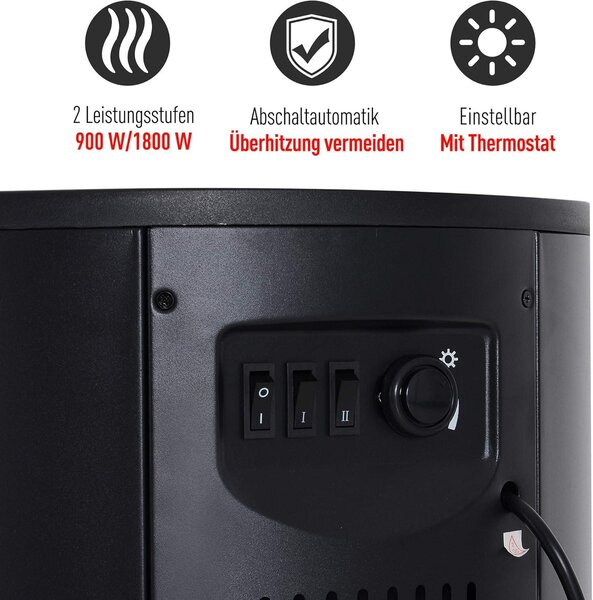 Elektrické krbové topidlo – Elektrický krb – Samostatně stojící krb – Atmosférické topení – Ohniště