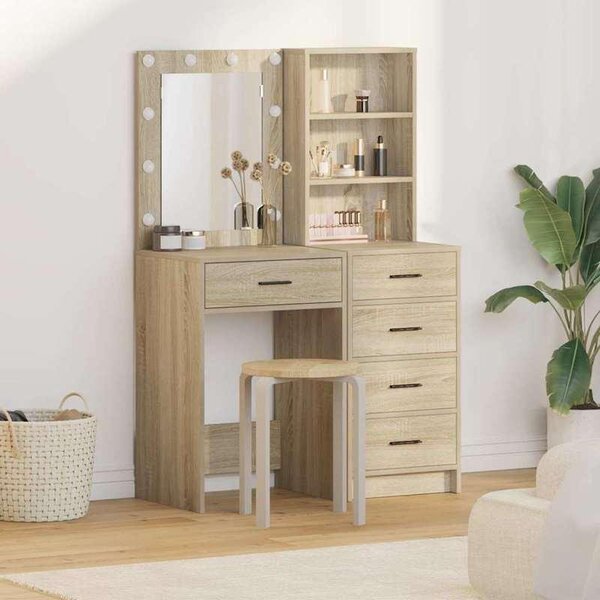 Kosmetický stolek – sada 2 kusů – vysoce kvalitní dřevotříska – kompaktní rozměry 50x41x135 cm