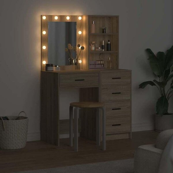 Kosmetický stolek – sada 2 kusů – vysoce kvalitní dřevotříska – kompaktní rozměry 50x41x135 cm