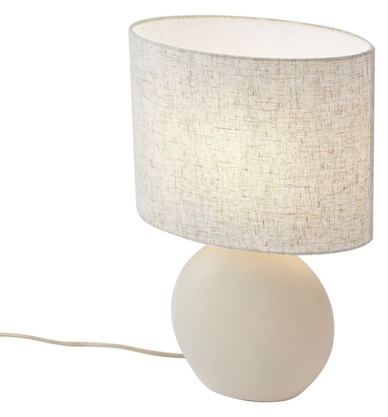 Japandi stolní lampa béžová s lněným stínidlem - Timo