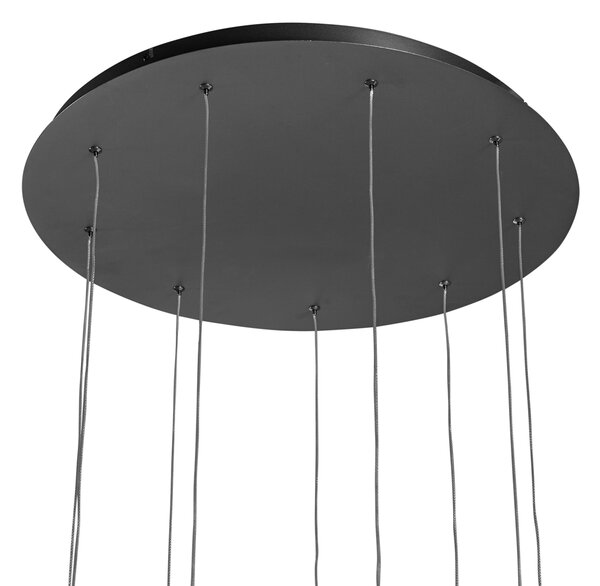Designové závěsné svítidlo černé 9-světelné vč. LED 3-stupňové stmívatelné - Vide Anella