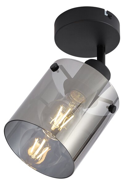 Designový nástěnný reflektor černý s kouřovým sklem - Domo