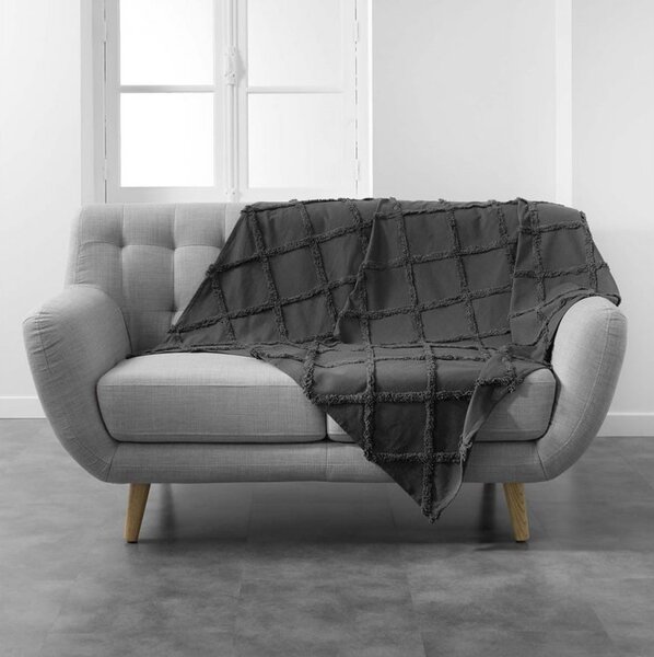 Jemná vzorovaná deka tmavě šedé barvy 125 x 150 cm