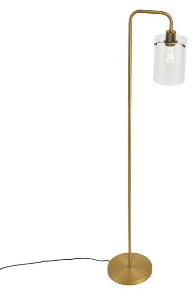 Designová stojací lampa bronzová s čirým sklem - Domo