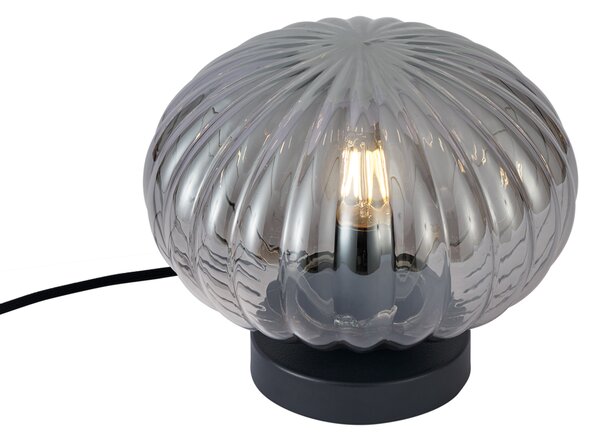 Designová stolní lampa černá s kouřovým sklem - Mochi
