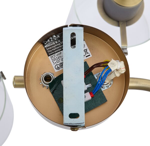 Designové stropní bodové svítidlo bronzové s čirým sklem kulaté 3-světelné - Domo