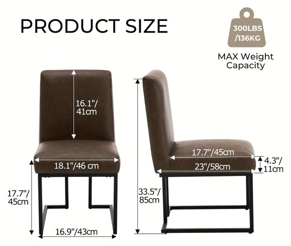 Jídelní židle - Židle - Židle s opěradlem ve tvaru sedáku - Kuchyňská židle - Židle do jídelny - Sada 2 kusů - Moderní design