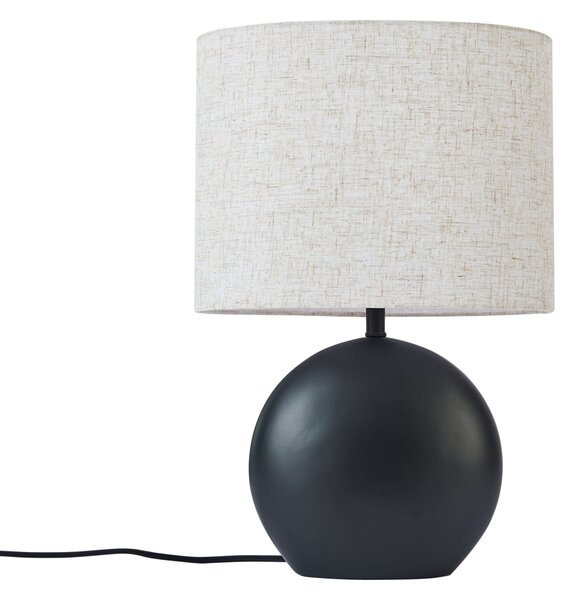 Japandi stolní lampa černá s lněným stínidlem - Timo