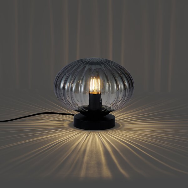 Designová stolní lampa černá s kouřovým sklem - Mochi