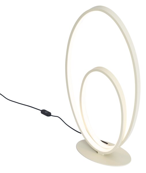 Designová stolní lampa béžová vč. LED 3-stupňové stmívání - Boomerang