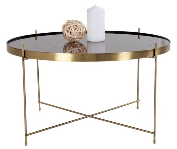 Nordic Living Zlatý kulatý skleněný konferenční stolek Emeli 70 cm