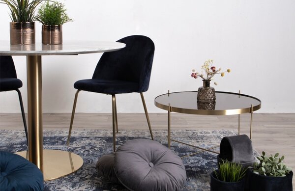 Nordic Living Zlatý kulatý skleněný konferenční stolek Emeli 70 cm