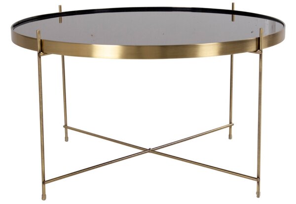 Nordic Living Zlatý kulatý skleněný konferenční stolek Emeli 70 cm