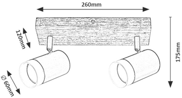 Rabalux Toras stropní světlo 2x5 W černá-dřevo 73122