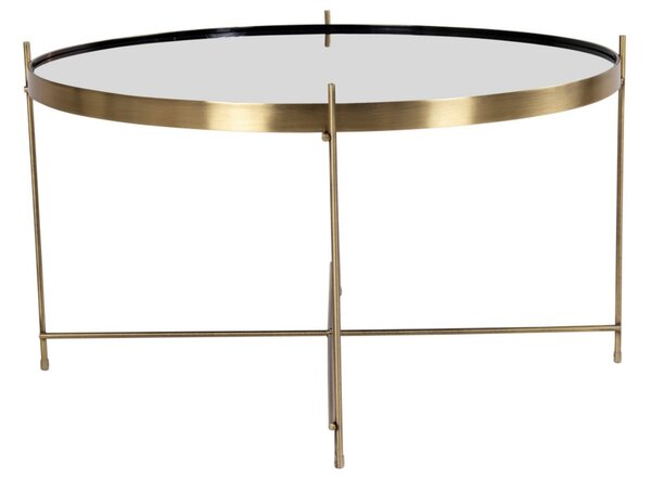 Nordic Living Zlatý kulatý skleněný konferenční stolek Emeli 70 cm