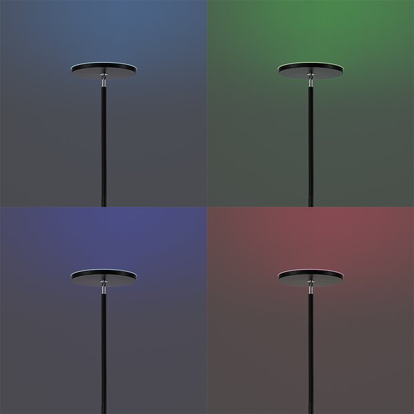 Moderní stojací lampa černá vč. LED stmívatelná RGB s dálkovým ovládáním - Sjors