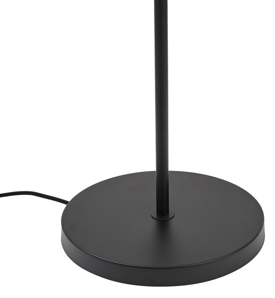 Japandi oblouková stojací lampa černá s hnědým stínidlem - Bida