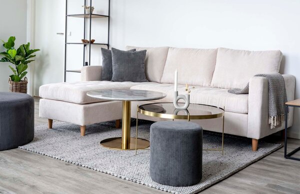 Nordic Living Zlatý kulatý skleněný konferenční stolek Emeli 70 cm