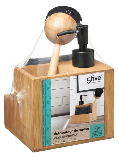 Dávkovač mýdla Smart, bambus/s prvky v barvě nerez, 250 ml