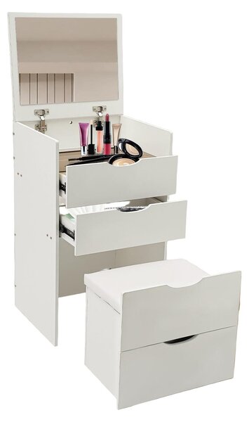 Toaletní stolek - Kosmetický stolek - Stolek na líčení - Stolek na make-up - Komoda s zrcadlem - Kompaktní design