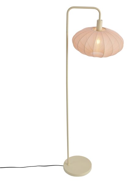 Japandi stojací lampa béžová s krémovým látkovým stínidlem - Bida