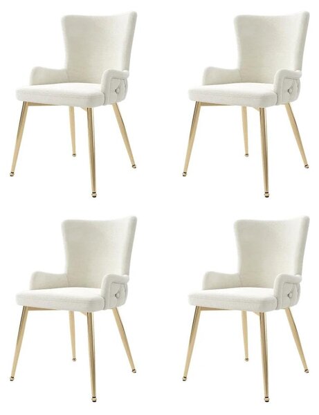 Jídelní židle - Sametové židle - Designové židle - Kovové nohy - Sada 4 kusů - Pohodlné