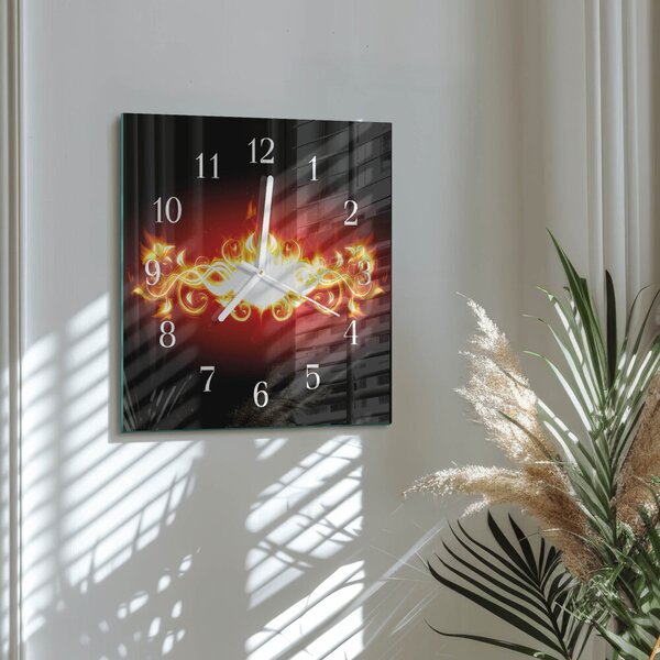 Skleněné hodiny Ohnivý květ zskb-30x30-00079467