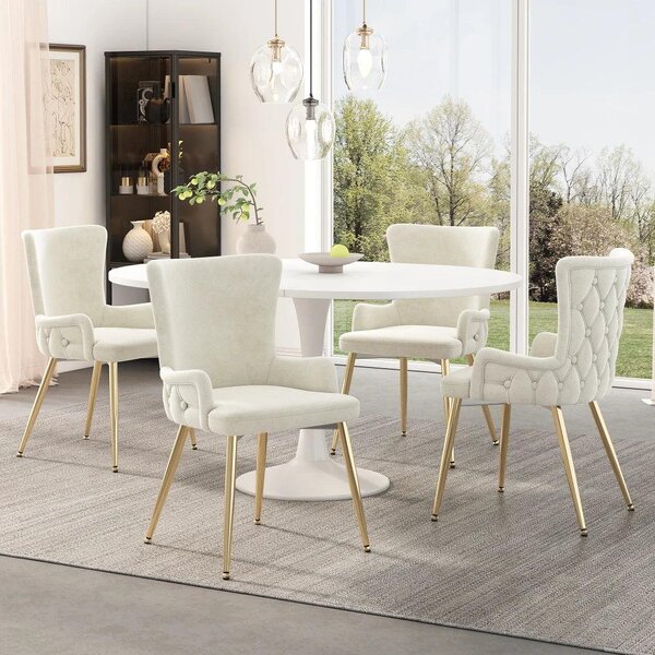 Jídelní židle - Sametové židle - Designové židle - Kovové nohy - Sada 4 kusů - Pohodlné