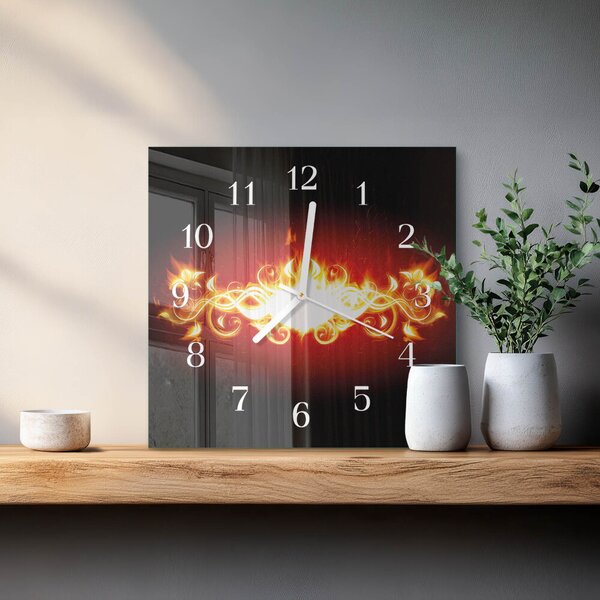 Skleněné hodiny Ohnivý květ zskb-30x30-00079467